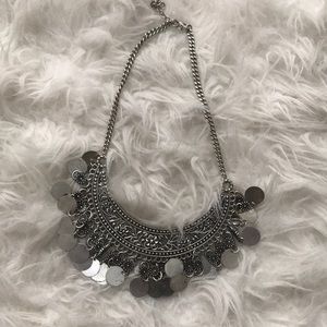 Boho Silver statement necklace